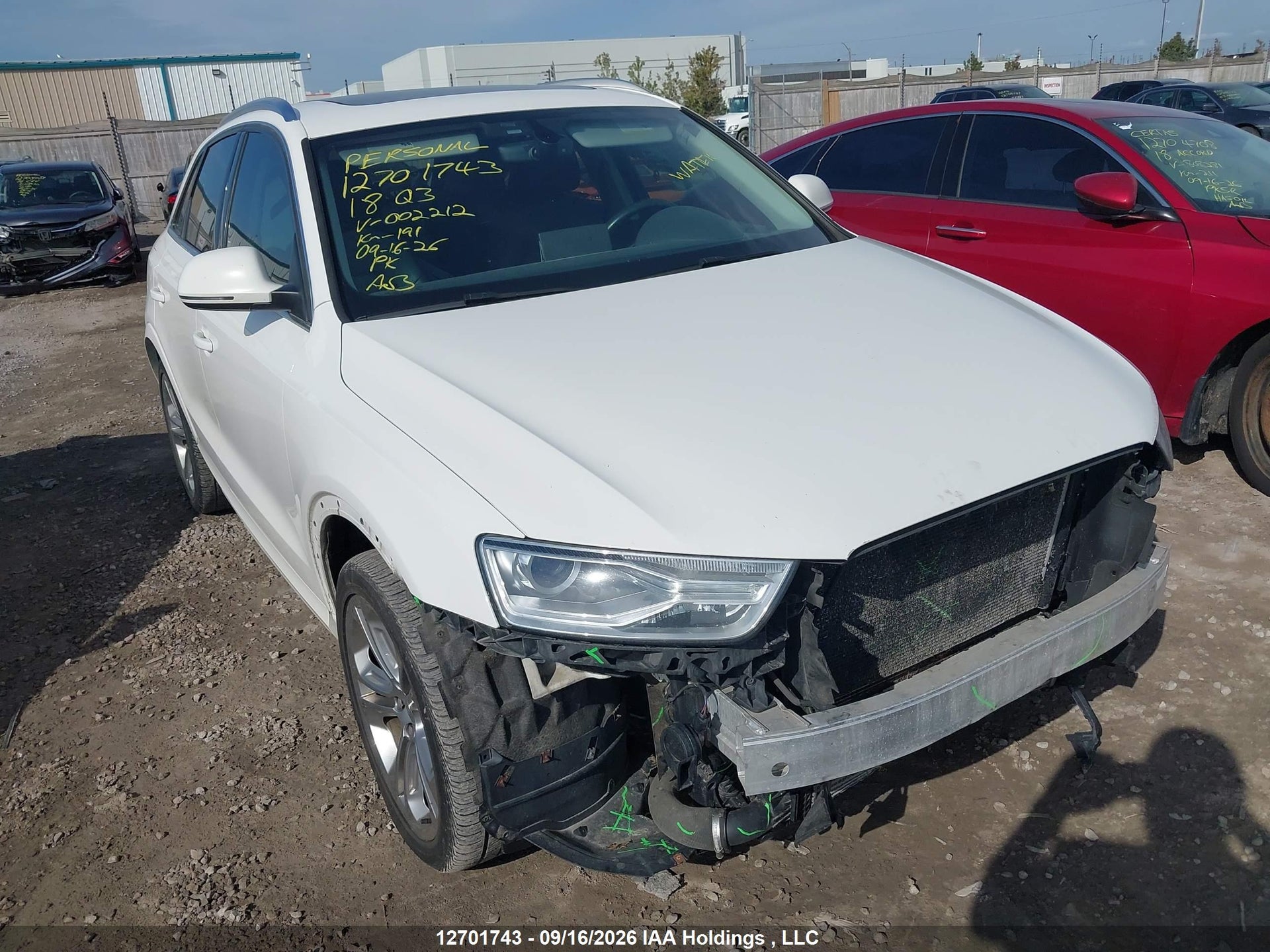 2018 AUDI Q3 PREMIUM PLUS — VIN WA1JCCFS5JR002212 — Water & Front damage — salvage auction photo — TrueBid